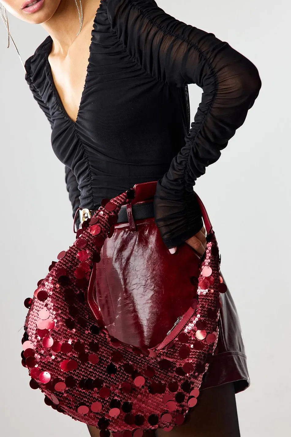 Fashion LOAVIES SHINING STAR - DARK RED Donkerrood